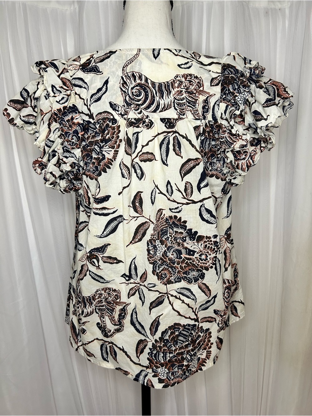 The House of Harlow 1960 Floral Ruffle Tie-Front V-Neck Top - Picture 2 of 6